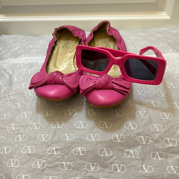 Hotic pink ballerinas flats eur38 size8 with pink sunglasses - Picture 1 of 10